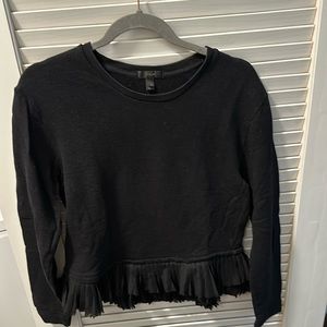 J. Crew Black Ruffle Hem Pullover Sweatshirt Size S